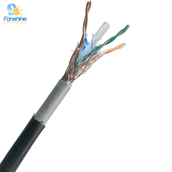 Fanshine SFTP Cat 6 电缆双护套 PVC PE 305M 23AWG 0.57mm CCA 户外 Cat 6 电缆